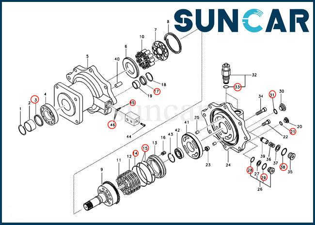 SUNCARVO.L.VO экскаватор VOE14512788 Комплект уплотнения Swing Motor Assy Внутренние части