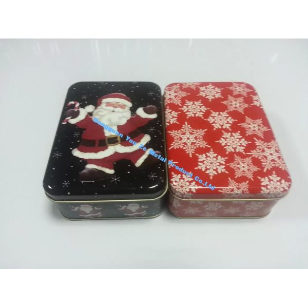 0.23mm Christmas Cookie Tin Food Grade Gift Tins Wholesale Metal Cans with Lids Rectangular Tin