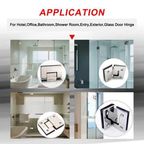 Stainless Steel 304 Glass Shower Hinge with Chrome Plate Finish for 8-12mm Glass Thickness