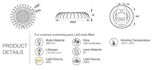 Luzes impermeáveis da piscina de 12W Inground