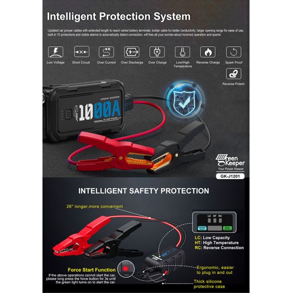 Общий выход Green Keeper 12V 24V 1000A Аккумуляторный стартер для транспортных средств