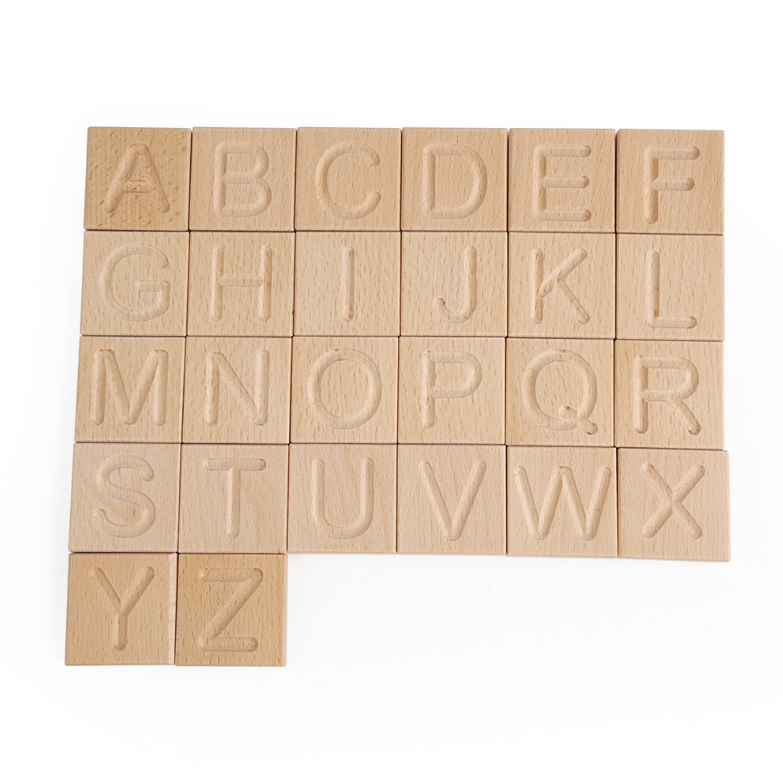 Wood Montessori Learning Toy Spelling Words Alphabet Puzzle Matching Words