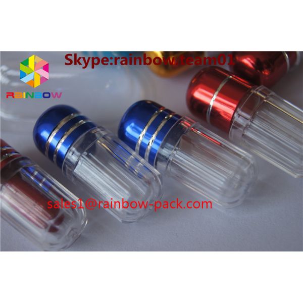 выполненная на заказ бутылка таблеток формы восьмиугольника с красным цветом серебра черноты зеленого цвета зеленого золота круглой крышки голубым