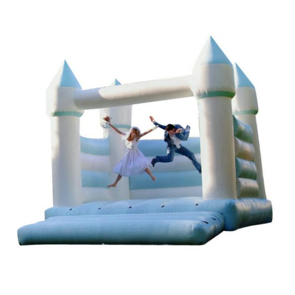 Light Blue And White Inflatable Bounce House / Open Air Wedding Jumping Castle