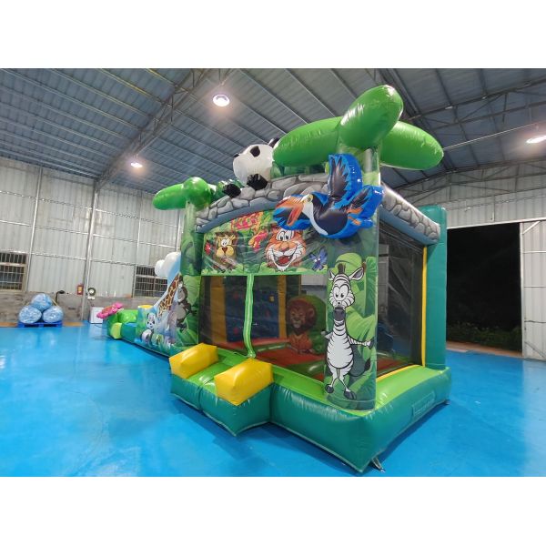 На улице подскакивающий дом с горками джунгли животные надувный подскакивающий замок с горками комбинированные двойные горки для аренды