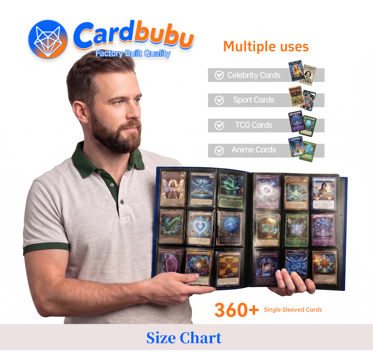 Eurogame TCG Card Binder 11.8inch Trading Card Folder Pokemon Card Binder 9 Pocket