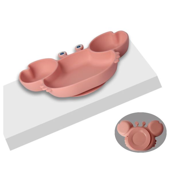 Crab Shape Silicone Suction Bowl Divided Eco Friendly Food Grade For Babies