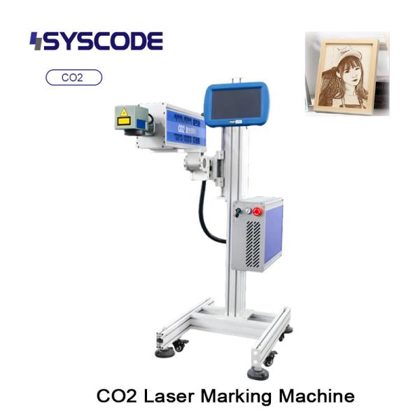 Automated CO2 Laser System - Production line integration. PLC compatible, 360° rotatable head for irregular products.