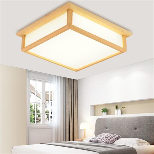 Japanese wooden square led ceiling light minimalist modern bedrooms lamp(WH-WA-34)