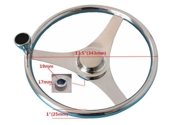 3/4 Tapered Shaft Bass Boat Steering Wheel , Nautical Steering Wheel 340mm Diameter