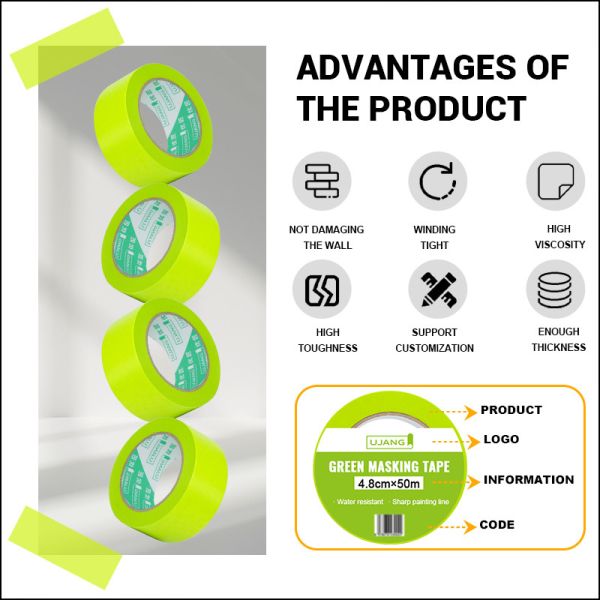 Single-Sided rubber Adhesive 30 Days UV Resistant Precision Masking Tape with Waterproof Delicate Surface for Masking