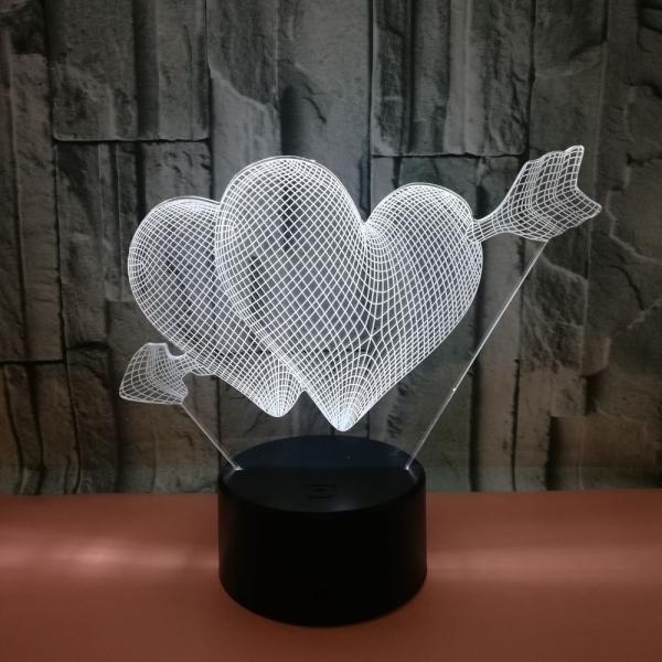 Cupid's love wedding picture Valentine's Arrow Colorful 3D night Light Acrylic Atmosphere Table Lamp Gift