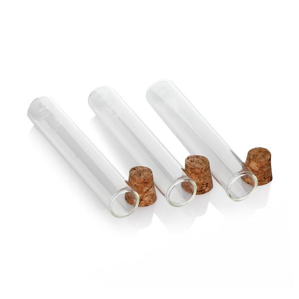 Frascos de vidro transparentes com tampa de madeira Tubos pré-enrolados de vidro à prova de crianças Tubo de teste de vidro borosilicato