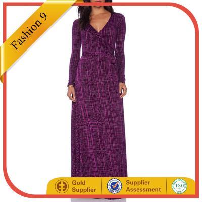 Long Sleeved Knitted Printed Stripped Evening Dress