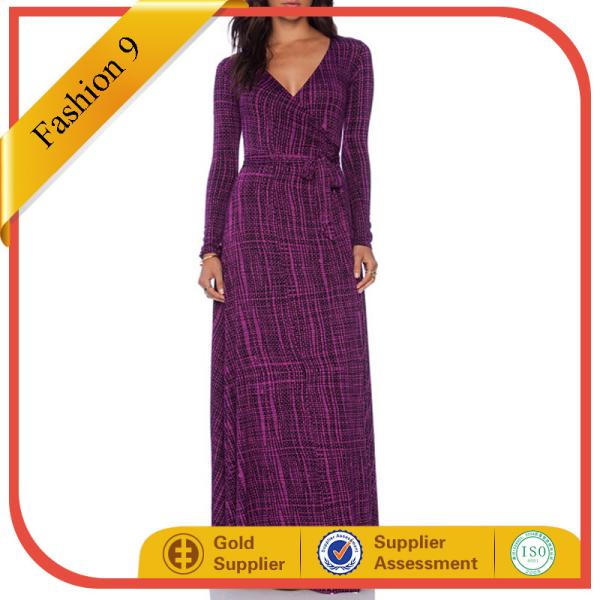 Long Sleeved Knitted Printed Stripped Evening Dress