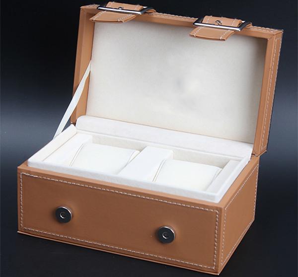Huge Capacity Multiple Watch Box , Brown PU Leather Watch Jewelry Box