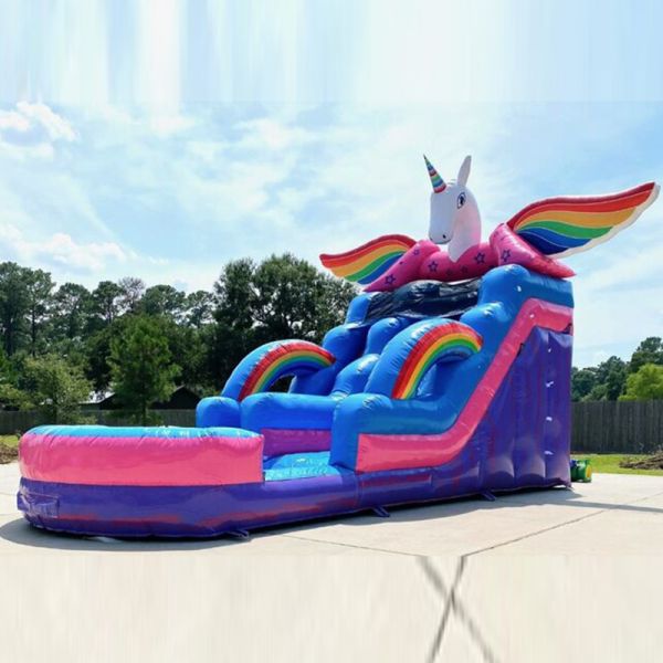 5-10 Passenger Inflatable Water Slide Pool Rental with Rainbow Pool and Slide Package