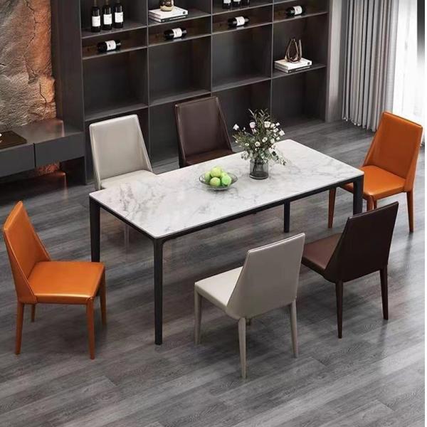 Steel Leg Italian Style Dining Chairs Comfortable Seating Saddle Leather Chair
