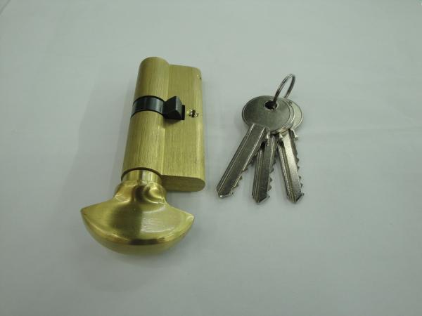 70mm(35*35) Euro Profile Single Brass Cylinder Lock with 3 brass normal keys Brass brushed color