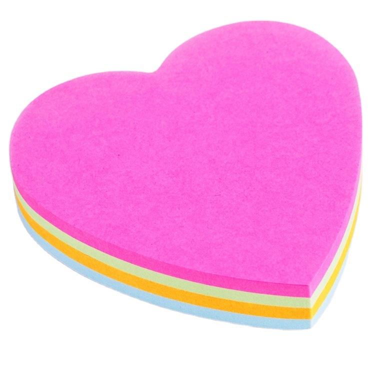 Hot sale round flower leaf heart star strawberry shape colorful fluorescence sticky note
