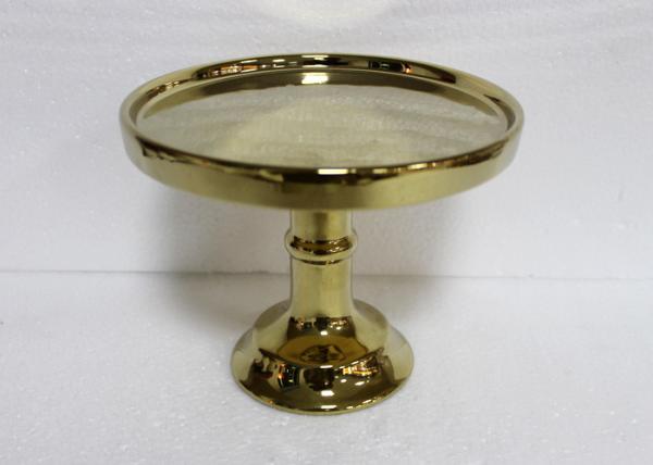 Gold Plated Ceramic Cake Stand  Round Chrome With Plates Dolomite Material
