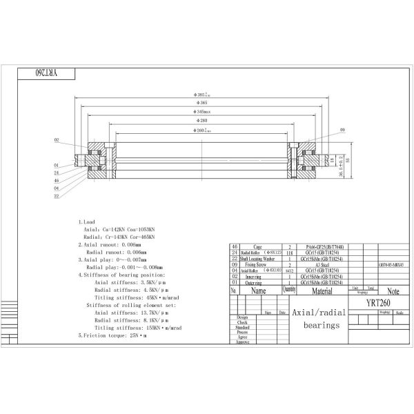 YRTC100P4 YRT bearing for self Aligning Machine Tool  Waterproof
