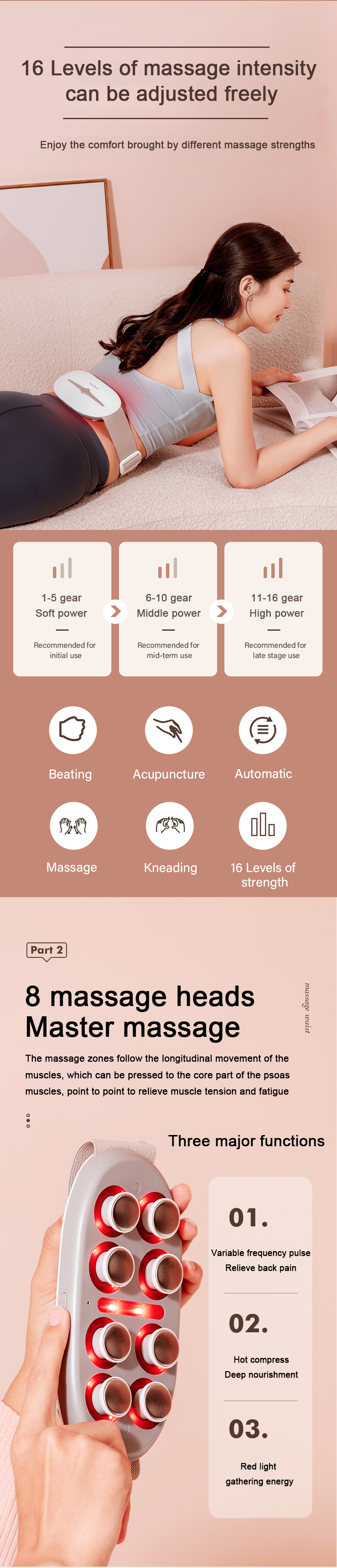 Remote Hot Abdominal Compress Massage Home Office Voice Medical Device Physiotherapy Support Belt Wireless Body Massager Belt