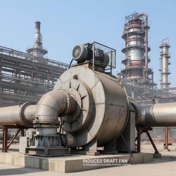 High-temperature flue gas extraction induced draft fan with customizable material and double-support centrifugal type for petrochemical industry