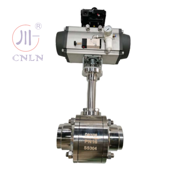 Stainless Steel CDQ661F Cryogenic Pneumatic Ball Valve For LNG/LOX/LN2/LAR/LCO2 -196`~+80 ℃