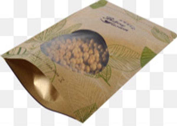 Aluminum Foil Kraft Stand Up Pouches With Window Zipper For Food Packing