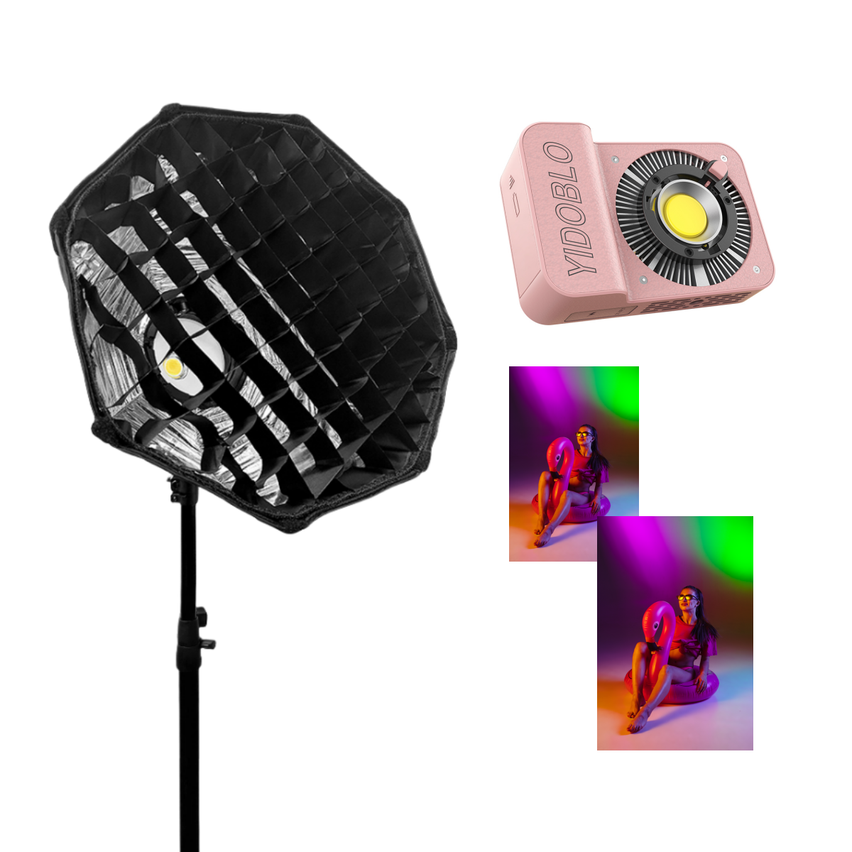 Полный цвет RGB Cob Video Led Fill Light 60w 7500k Роско Гель Мод Фото освещение с Softbox