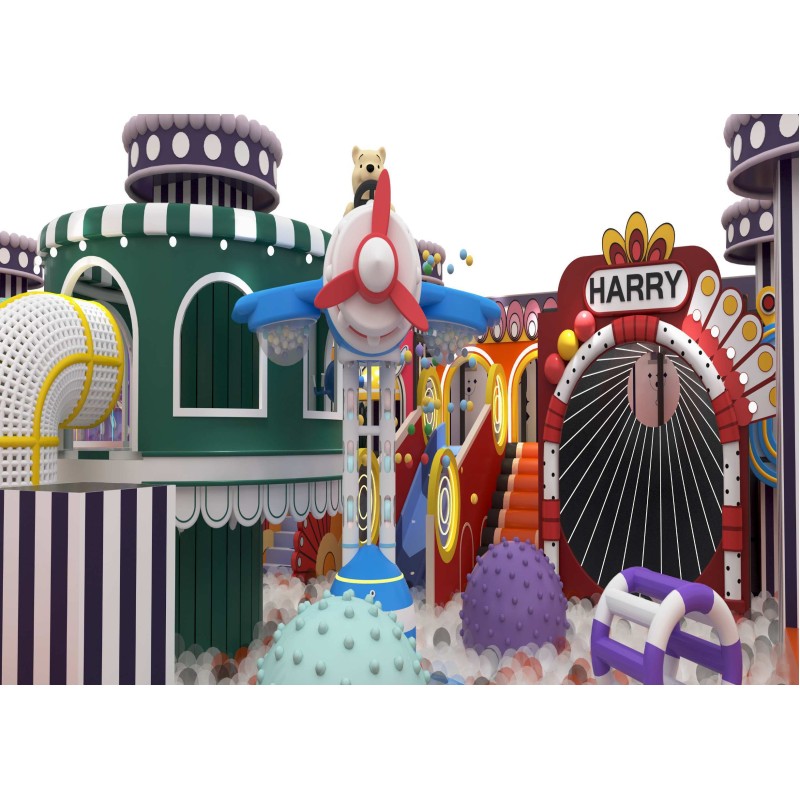 Macaron Custom All In One Indoor Family Entertainment Center Soft Play Playground