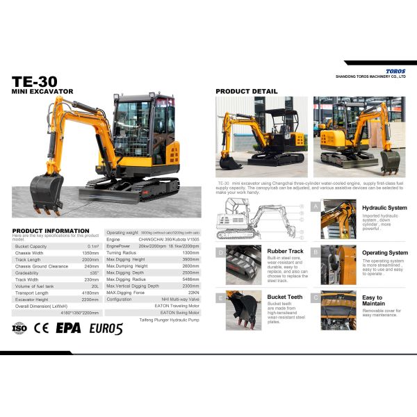 Localização de construção 3 toneladas Toros mini escavadeira Máquinas de movimentação de terra