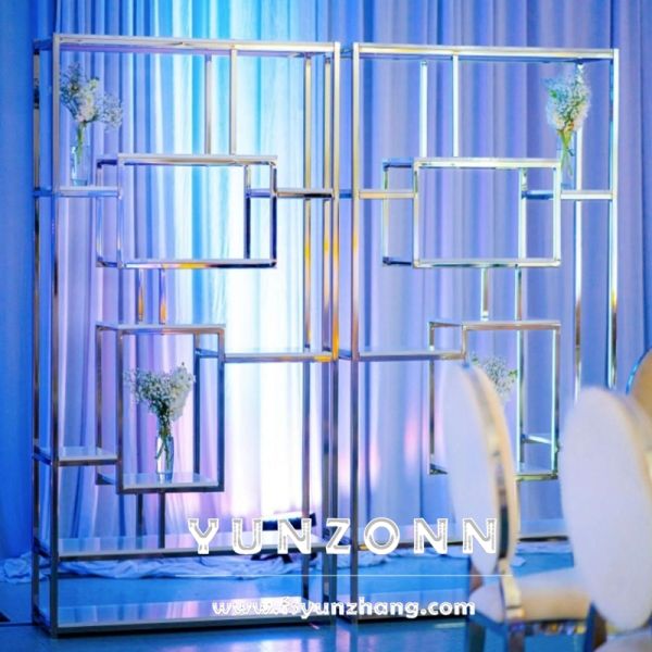 Stainless Steel Wedding Shelf Home Furniture Wine Display Rack for Interior Design for Rent or Hire
