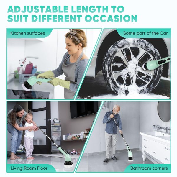 Electric Spin Scrubber Cordless Bath Tub Kitchen Cleaner Brush for Household Cleaning