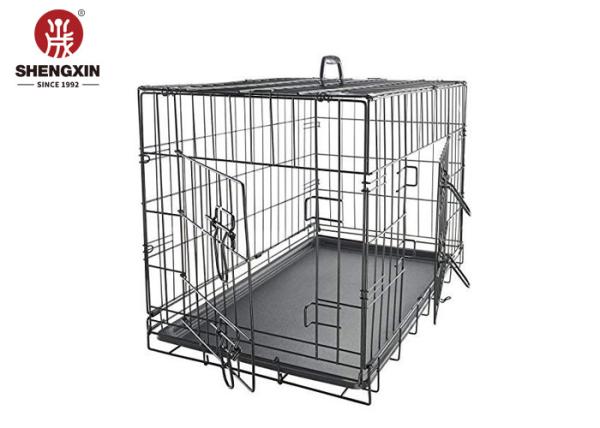 Animal Dog Crate Kennel Double Door Folding Metal For Traveling