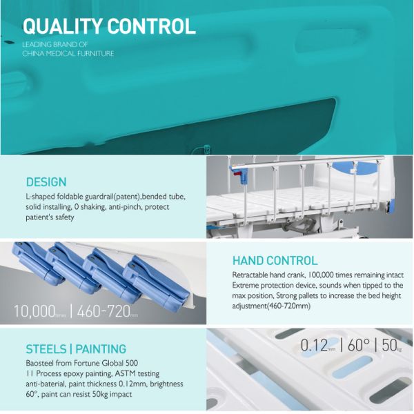 China Wholesale Comfortable Four Cranks Five Functions Manufactures Hospital Bed