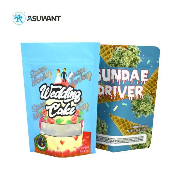 Resealable Mylar Ziplock Bags Gummies Candy Stand Up Smell Proof Edible Mylar Bags