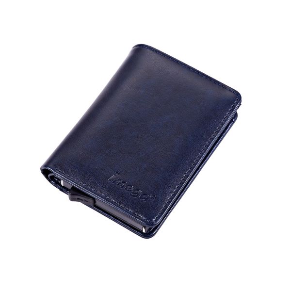 Classic And Sophisticated PU/Aluminum Card Holder Wallet Organizes 8-10 Cards With Magnet Closure