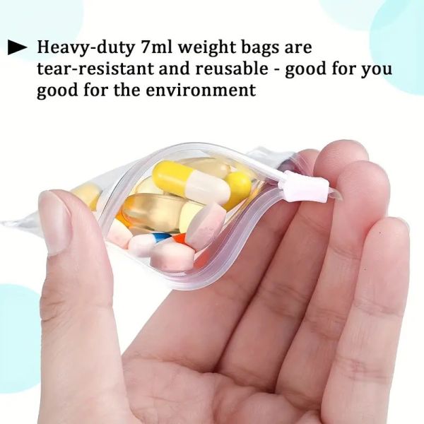 5/10/20pcs Pill Pouch Bags Zippered Reusable Clear Self Sealing Travel Medicine Storage