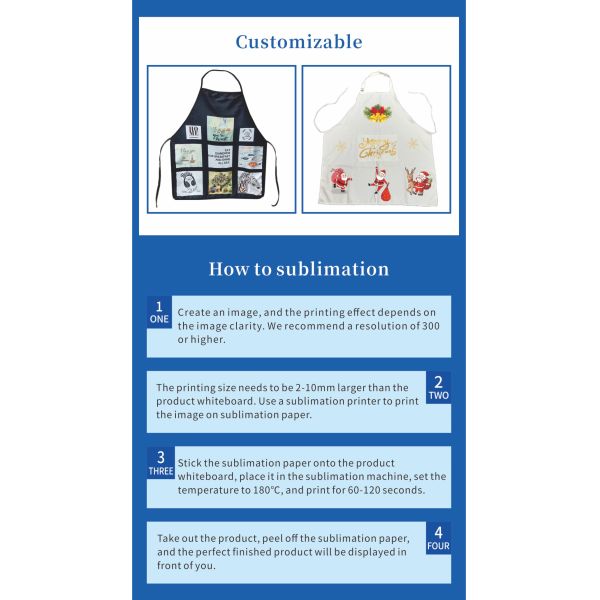 Sublimation Blanks100%polyester/satin 72*65cm 9panel Waist Apron for Adult Women Man Custom logo Kitchen Black Half Length Apron