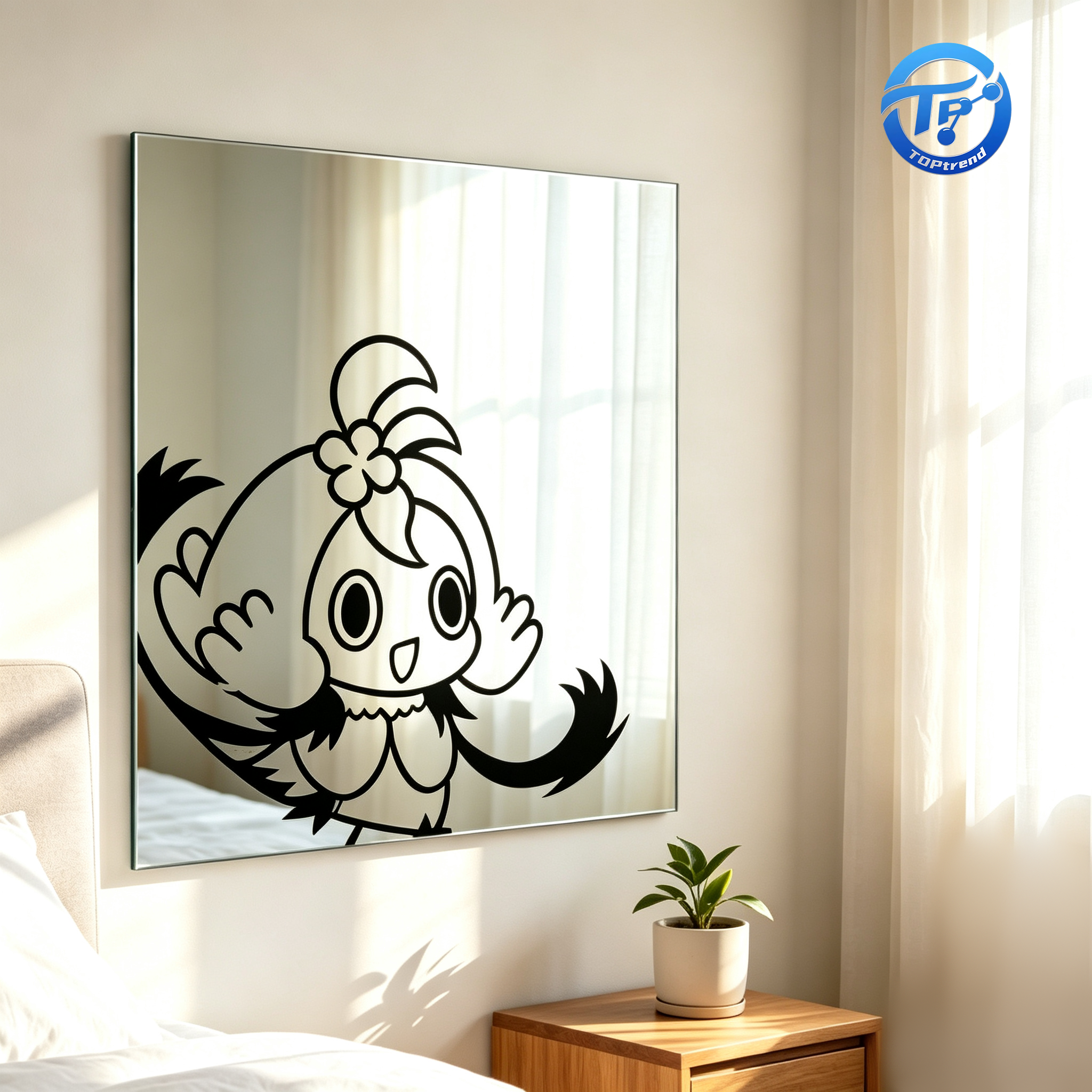 Customization Cartoon Plastic Mirror Panels UV Printed For Kids Bedroom