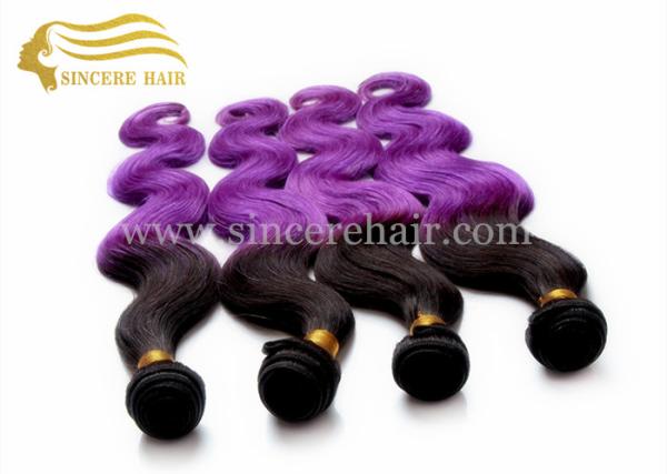 55 CM Body Wave Ombre Purple Hair Extensions Machine Weft for sale - 22 Body Wave Ombre Hair Weft Extension for Sale