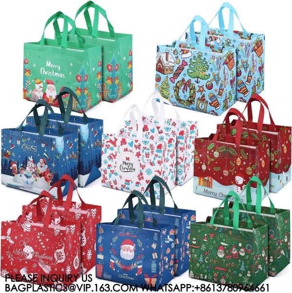 Christmas Gift Bags,Christmas Tote Bags With Handles, Christmas Treat Bags, Multifunctional Non-Woven Christmas Bags