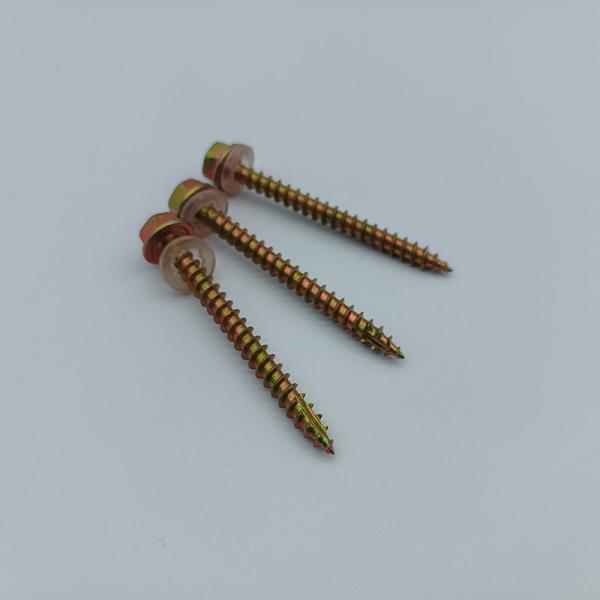 Zinc Coated ST4.8-ST6.3 Hexagonal Head Wood Tapping Screws With Washer Slotted End
