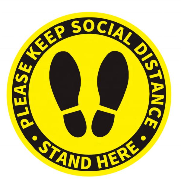 Die Cut Floor PVC Label Sticker Keep Safe Social Distancing Warning