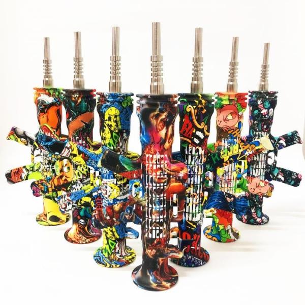 Colorful Smoking Bongs 300mm Cigarette Silicone Pipe