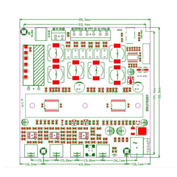 CA-3169B 2.1 Channel Audio Power Amplifier Board with High Fidelity Sound and Compact 100x75x30mm Design