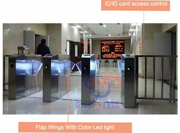 IC / ID Card RFID Turnstile Access Control Automatic Flap Barrier Gate