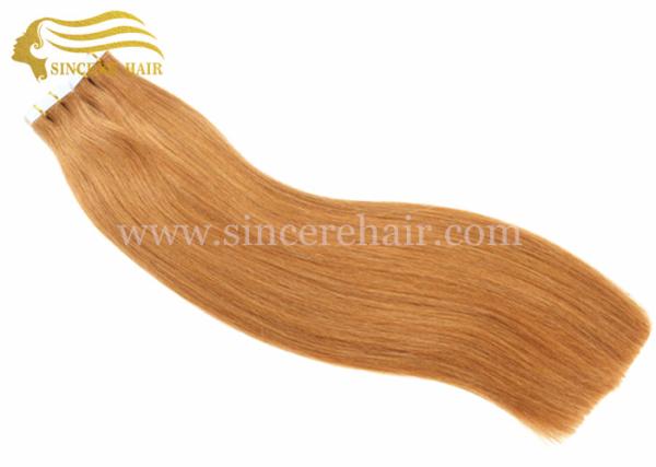 22 Double Drawn Tape In Hair Extensions for sale, 22 Straight Brown DD Double Sided Glue Tape Hair Extensions For Sale
